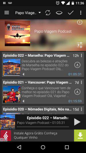 Melhores aplicativos Android para ouvir podcast: Podcast Addict - Papo Viagem Podcast