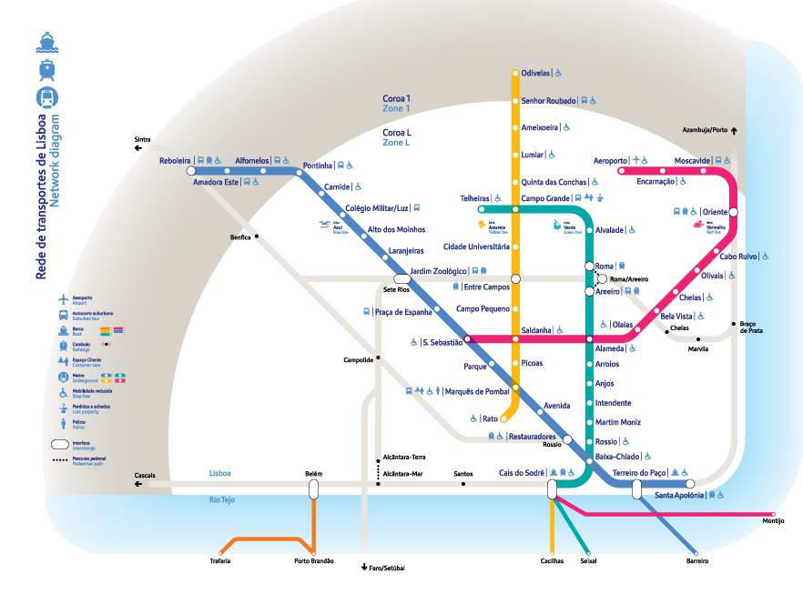 Mapa do metrô de Lisboa
